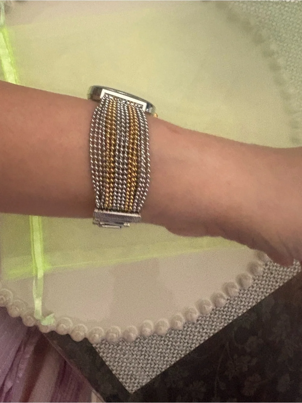Chico's Gold & silver beaded Watch Bracelet
